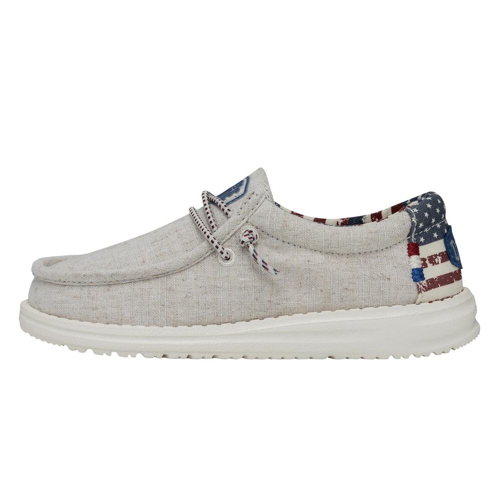 HEYDUDE BOY'S TODDLER WALLY PATRIOTIC SLIP ON SHOE, OFF WHITE PATRIOTIC SIZE 6
